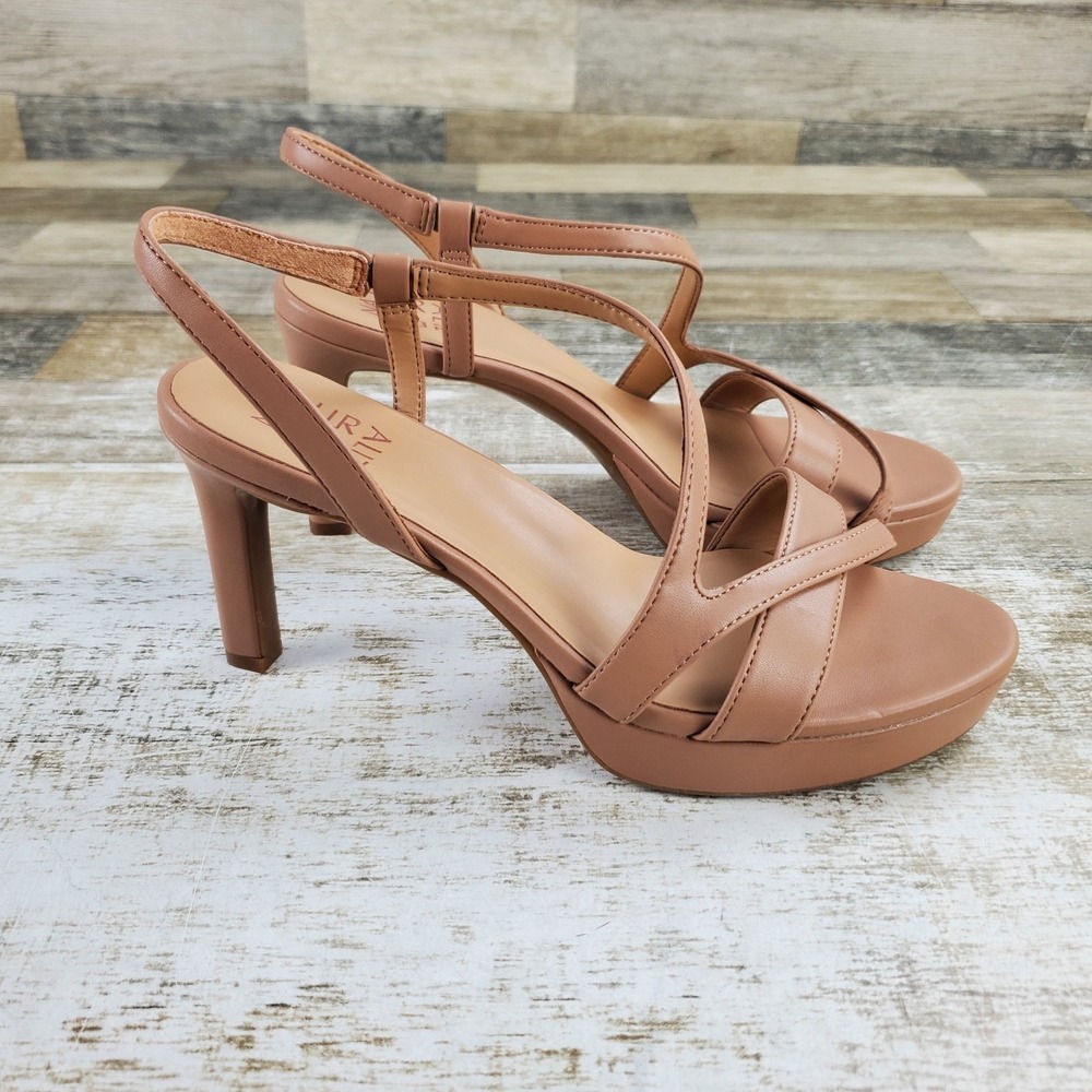 Naturalizer Abby Womens Dress Sandal Sz 8 M Taupe Smooth Faux Leather Slingback